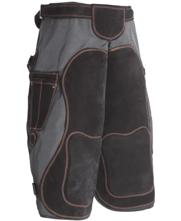 Schmiedeschürze Con Cuero – Alex (schwarz / lang) – synthetische Basis + Wildleder