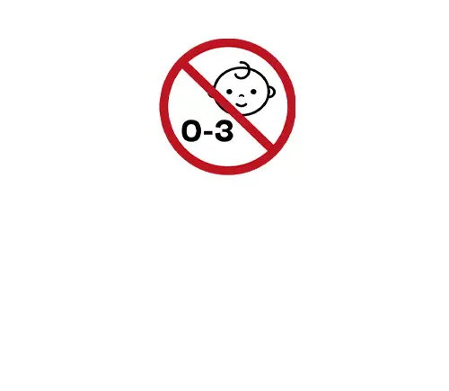 Symbole d’avertissement – petites pièces pouvant être avalées. Ne convient pas aux enfants de moins de trois ans.