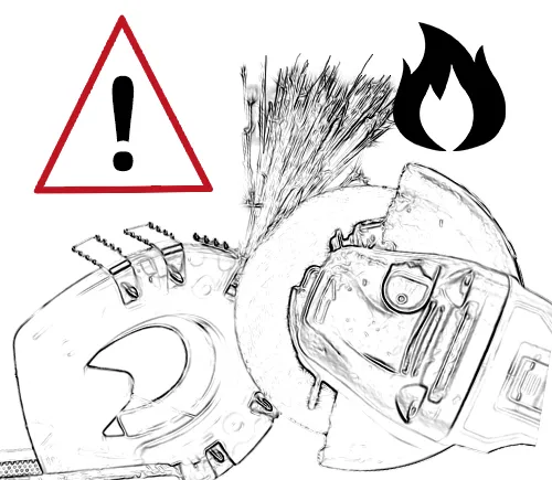 Les vis dépassant de la ferrure « cast » sont coupées à la meuleuse d’angle. Alerte: formation d’étincelles et de flammes. 