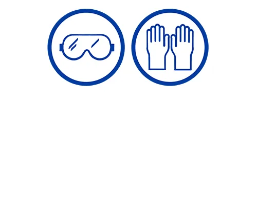 Les deux symboles indiquent un équipement de protection recommandé : une protection des yeux et une protection des mains doivent être portées.