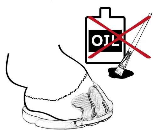 Alerte: ne pas utiliser de produits de soin du pied contenant de l’huile avant d’appliquer un fer collé.