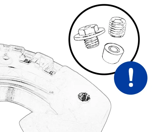 Recommandation : le trou de crampon dans la ferrure Duplo doit toujours être rempli, avec un crampon, un bouchon ou une vis à six pans creux. 
