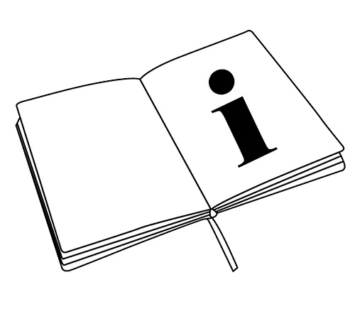 Un livre ouvert avec une icône d’information - une indication renvoyant à un mode d’emploi et à des informations de sécurité