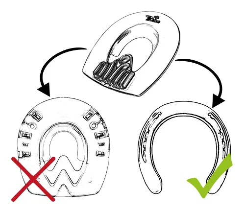 La semelle synthétique « Protective Insole » ne peut pas être utilisée avec une ferrure Duplo. Elle est uniquement compatible avec un fer à cheval conventionnel.