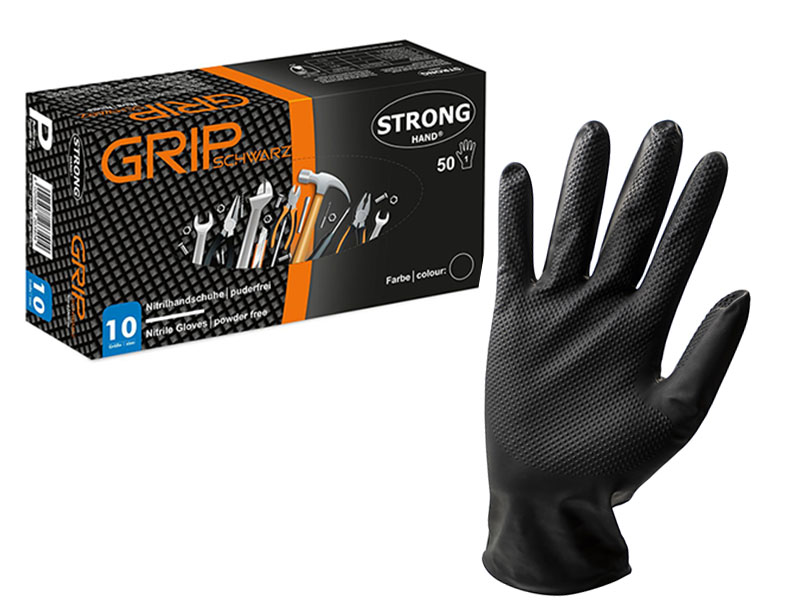 disposable nitrile gloves STRONGHAND&reg; Grip schwarz